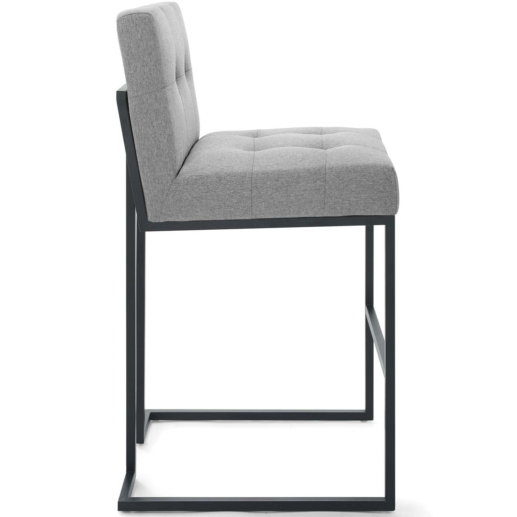 Privy Black Stainless Steel Upholstered Fabric Bar Stool by Modway