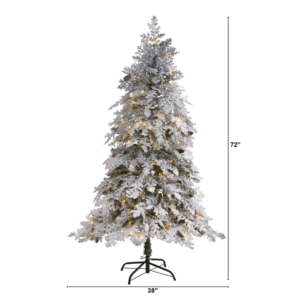 6' Flocked Montana Down Swept Spruce Artificial Christmas Tree