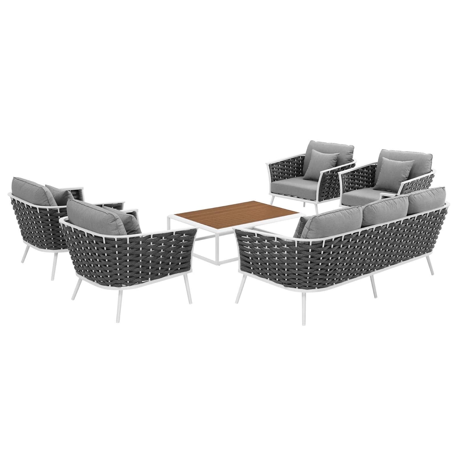 Stance 6 Piece Outdoor Patio Aluminum Sectional Sofa Set by Modway