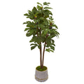 47"  Fig Artificial Tree in Stoneware Vase with Gold Trimming