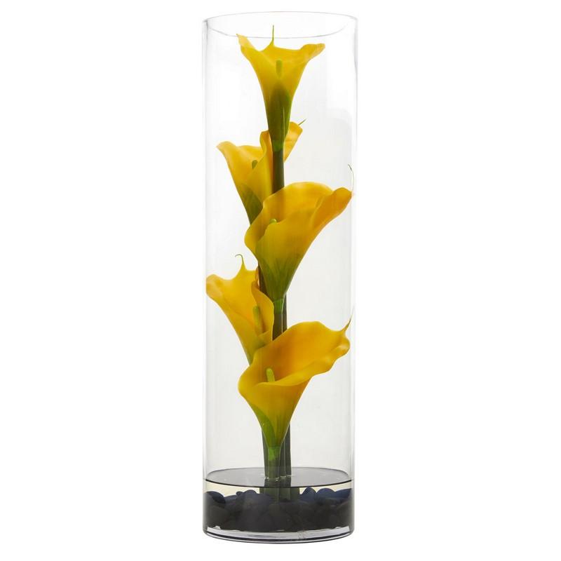 20" Calla Lily in Cylinder Glass