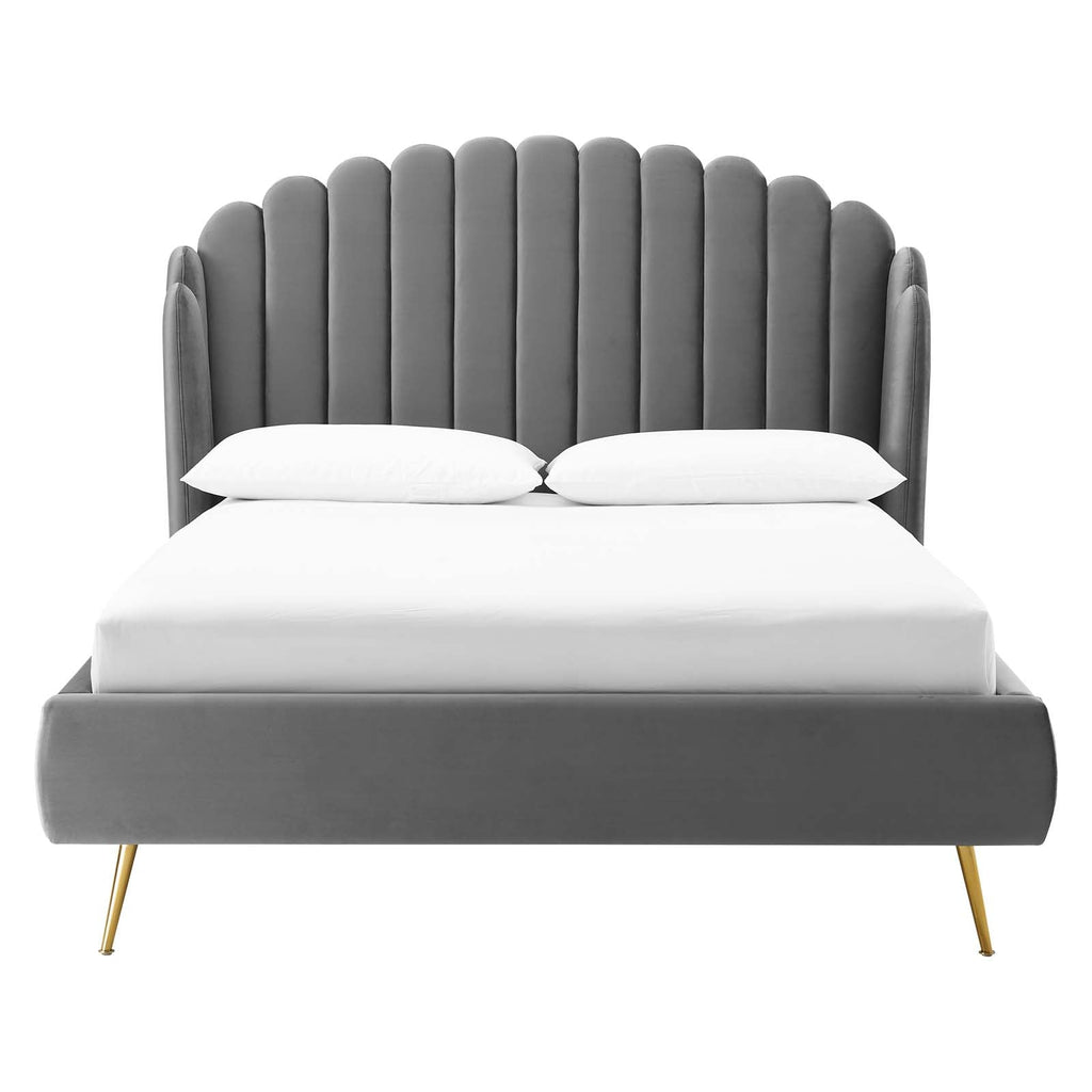 Lana Performance Velvet Queen Wingback Platform Bed by Modway