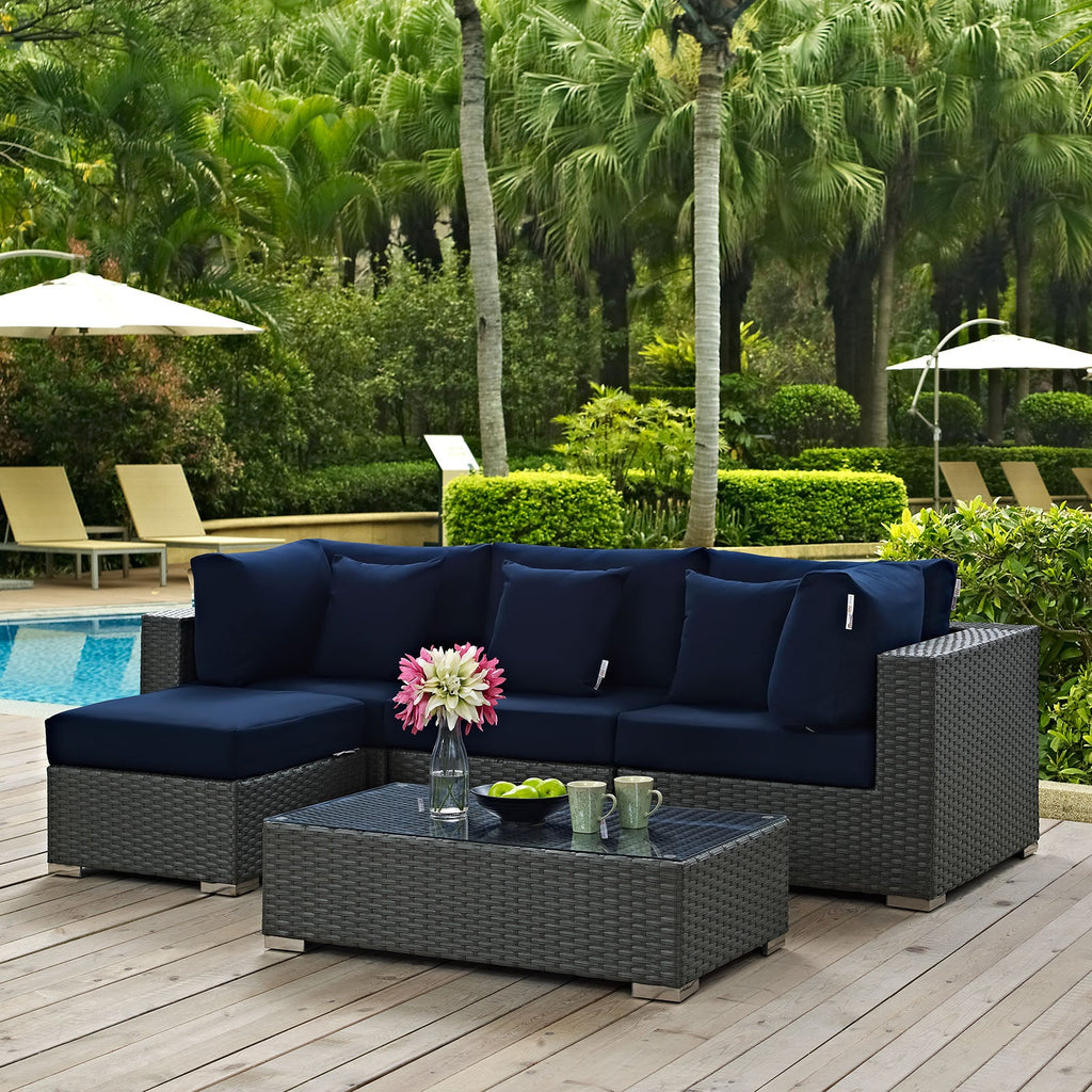 Sojourn 5 Piece Outdoor Patio Sunbrella¨ Sectional Set by Modway