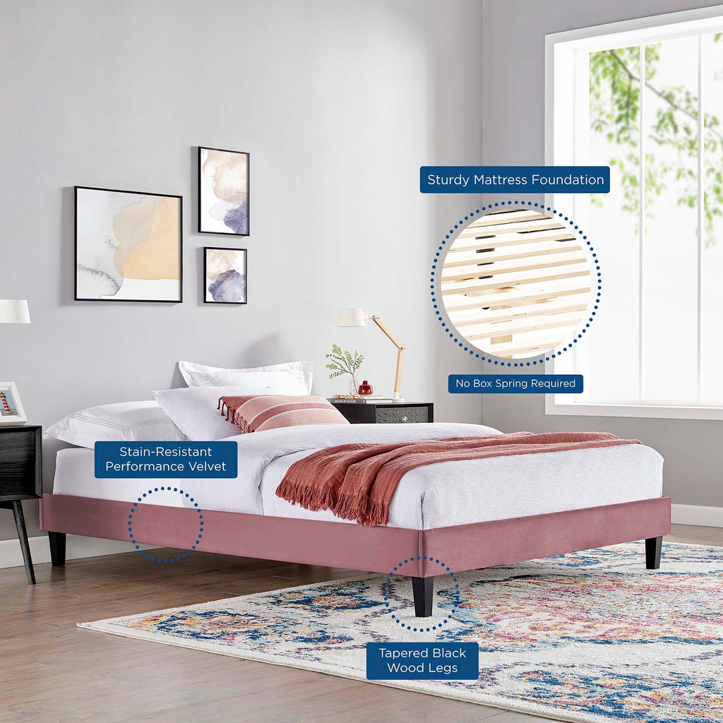 Reign Performance Velvet Queen Platform Bed Frame by Modway