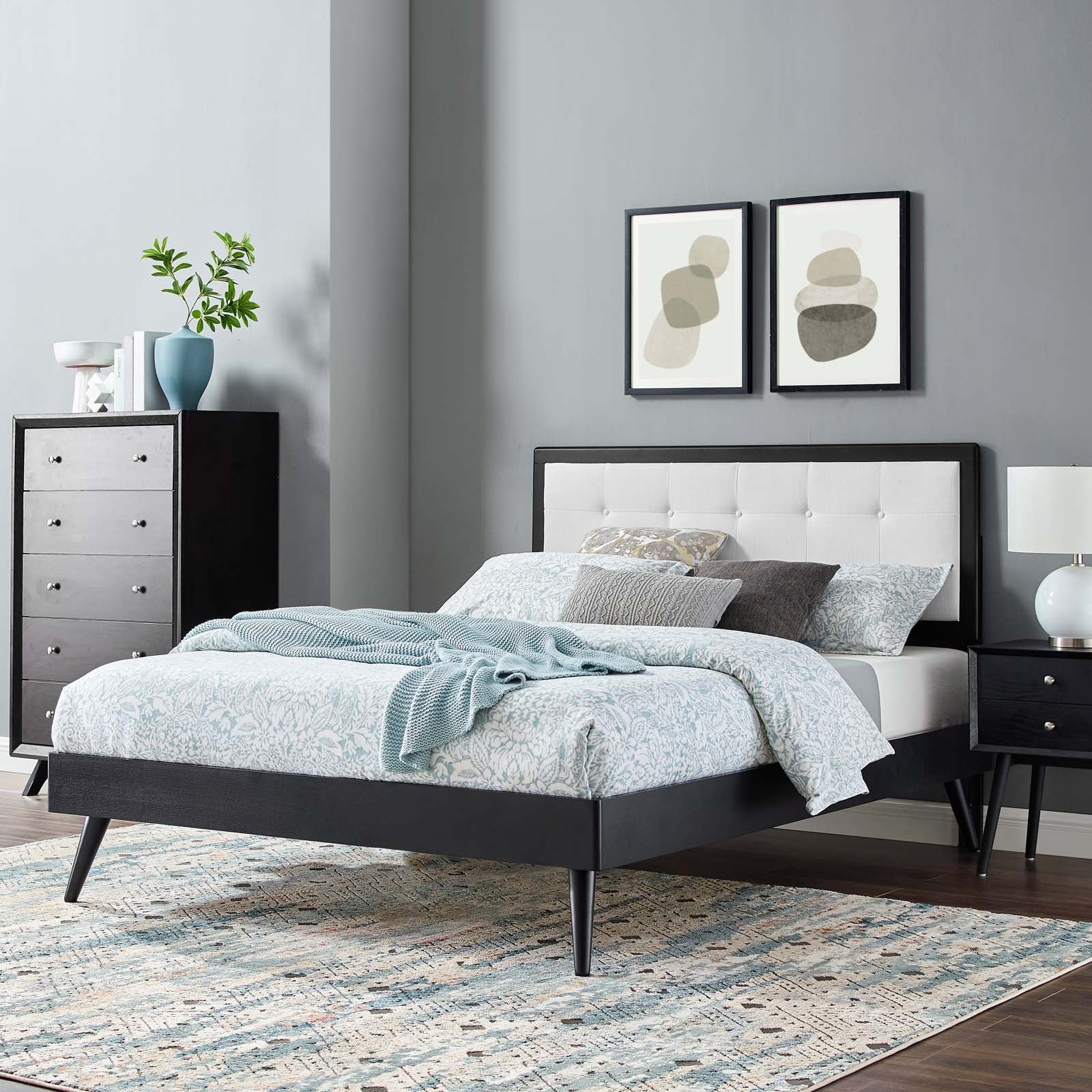 Willow Wood King Platform Bed With Splayed Legs by Modway