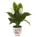 38" Spathifyllum Artificial Plant in Decorative Vase