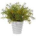 13"  Rosemary Artificial Plant in Decorative Swirl Planter