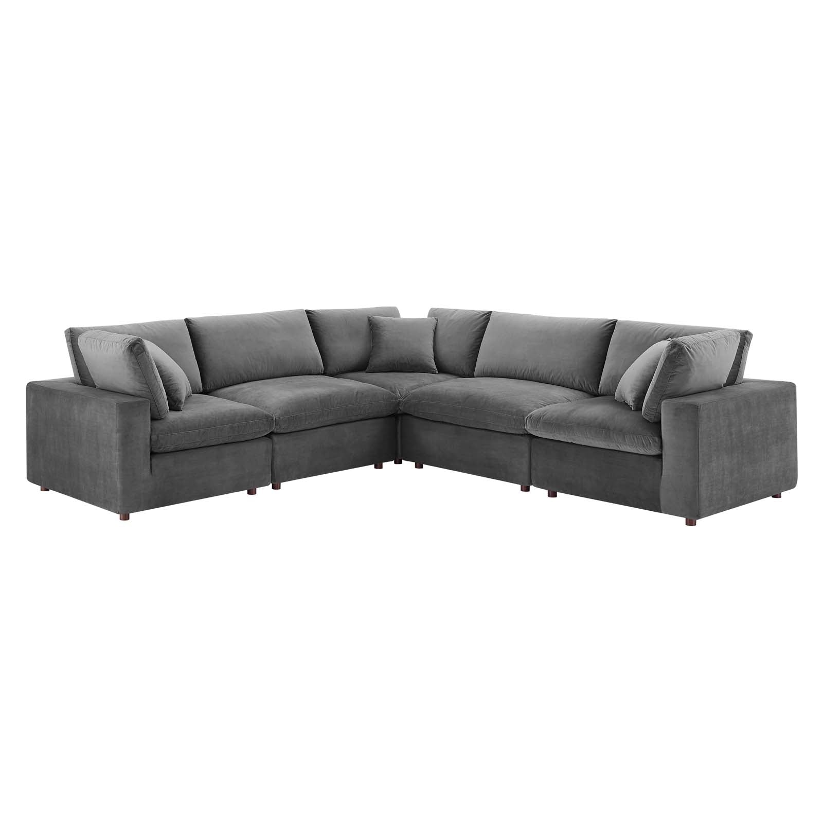 Commix 5-Piece Down Filled Overstuffed Performance Velvet Sectional Sofa by Modway