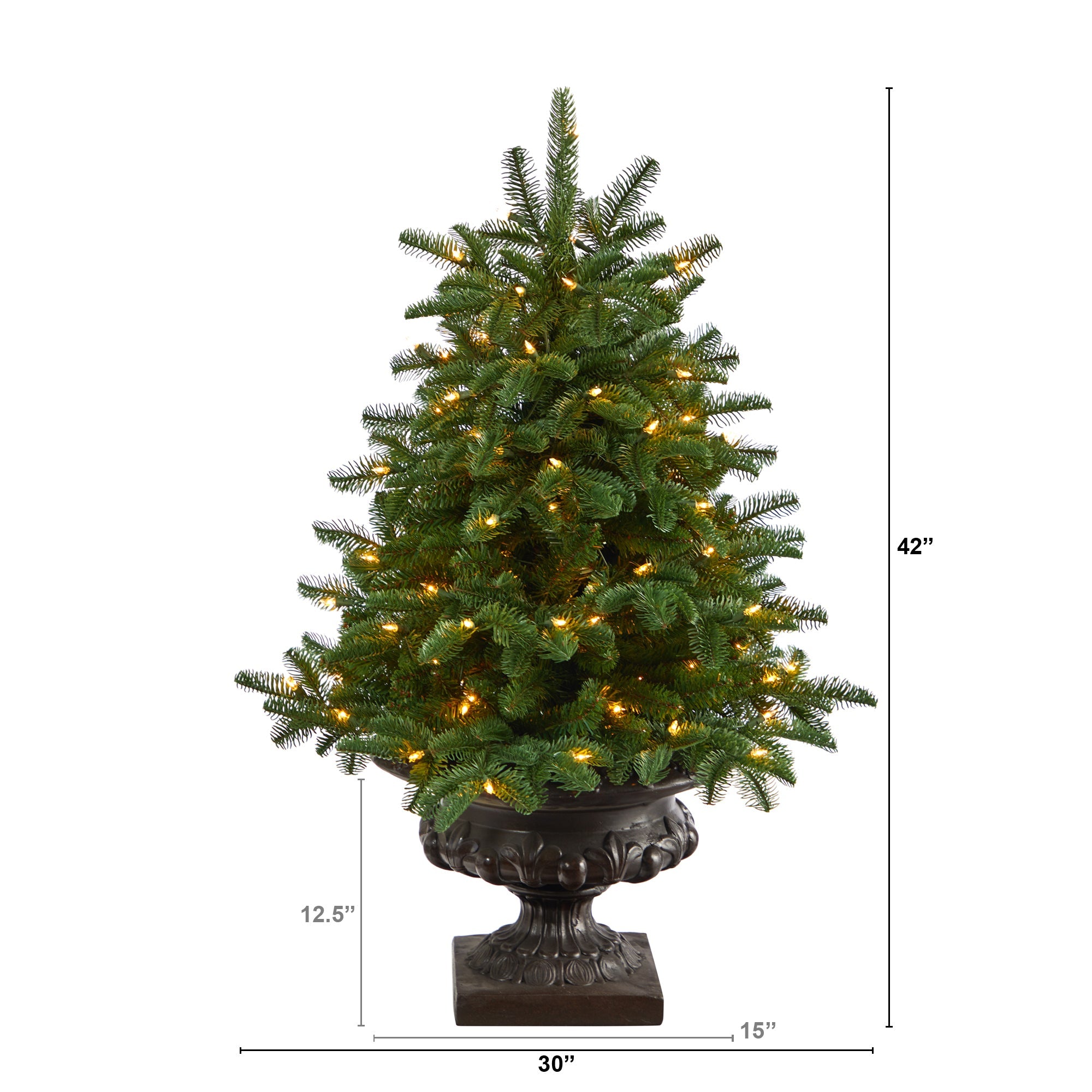 3.5' South Carolina Spruce Artificial Christmas Tree w/ 100 White Warm Light