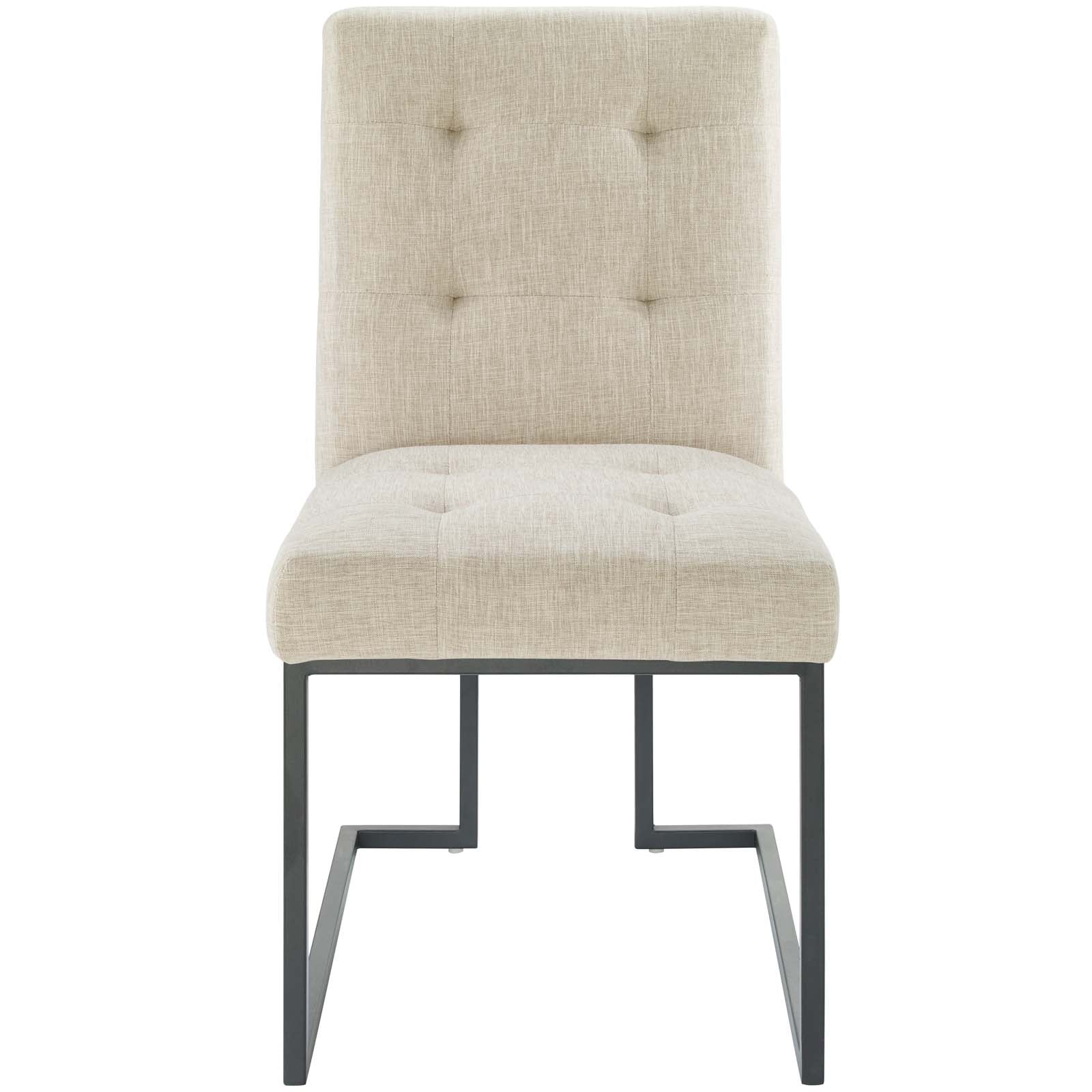 Privy Black Stainless Steel Upholstered Fabric Dining Chair by Modway