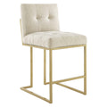 Privy Gold Stainless Steel Upholstered Fabric Counter Stool by Modway
