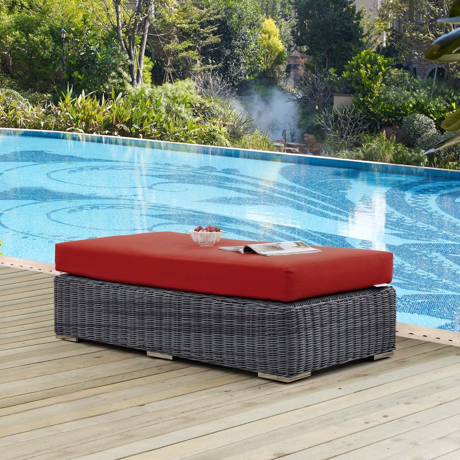 Summon Outdoor Patio Sunbrella¨ Rectangle Ottoman by Modway