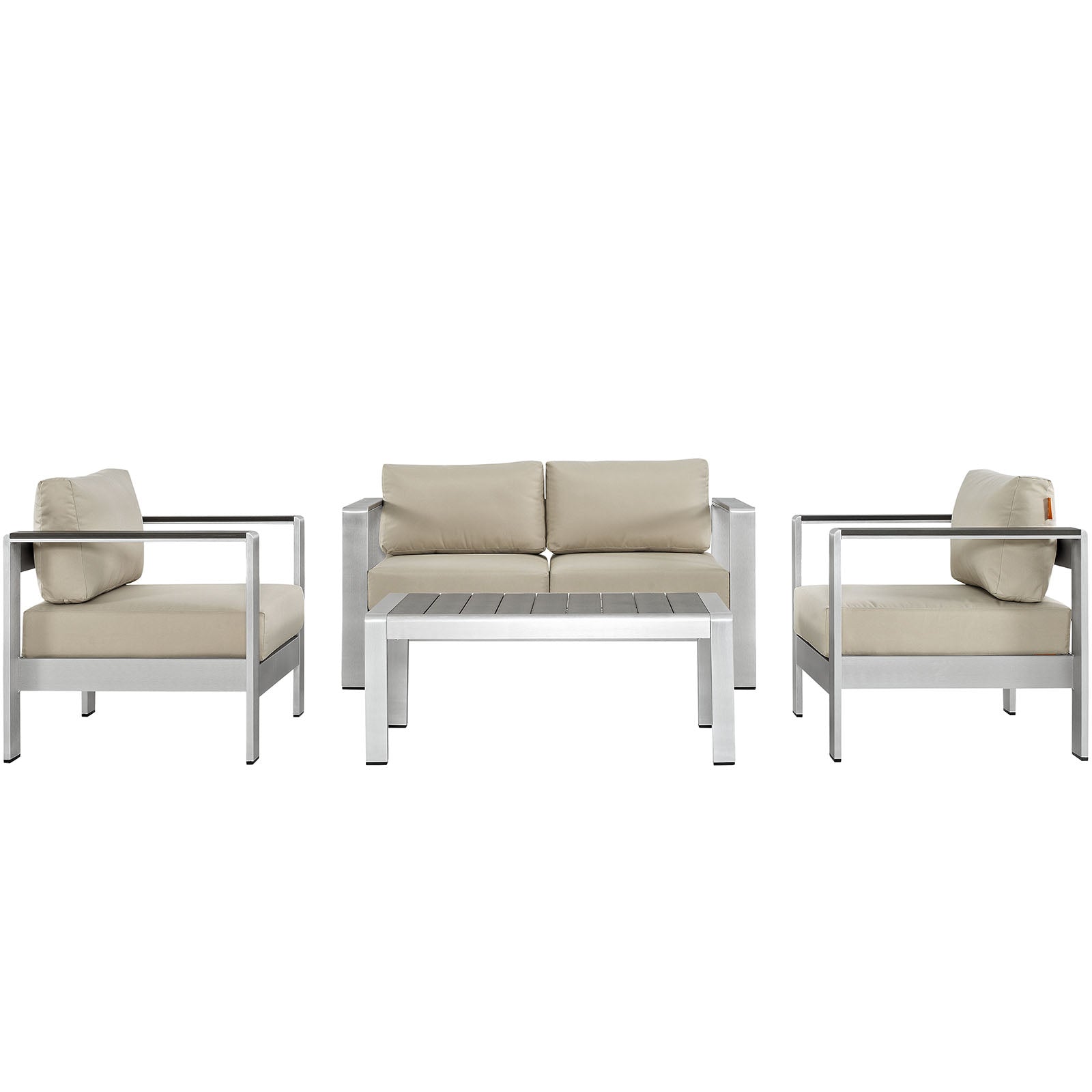Shore 4 Piece Outdoor Patio Aluminum Sectional Sofa Set by Modway