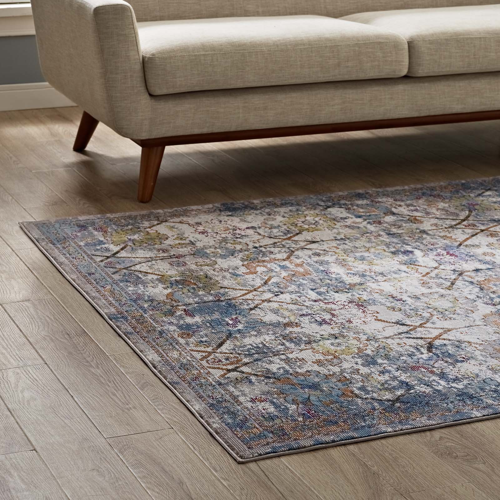Minu Distressed Floral Lattice 8x10 Area Rug by Modway