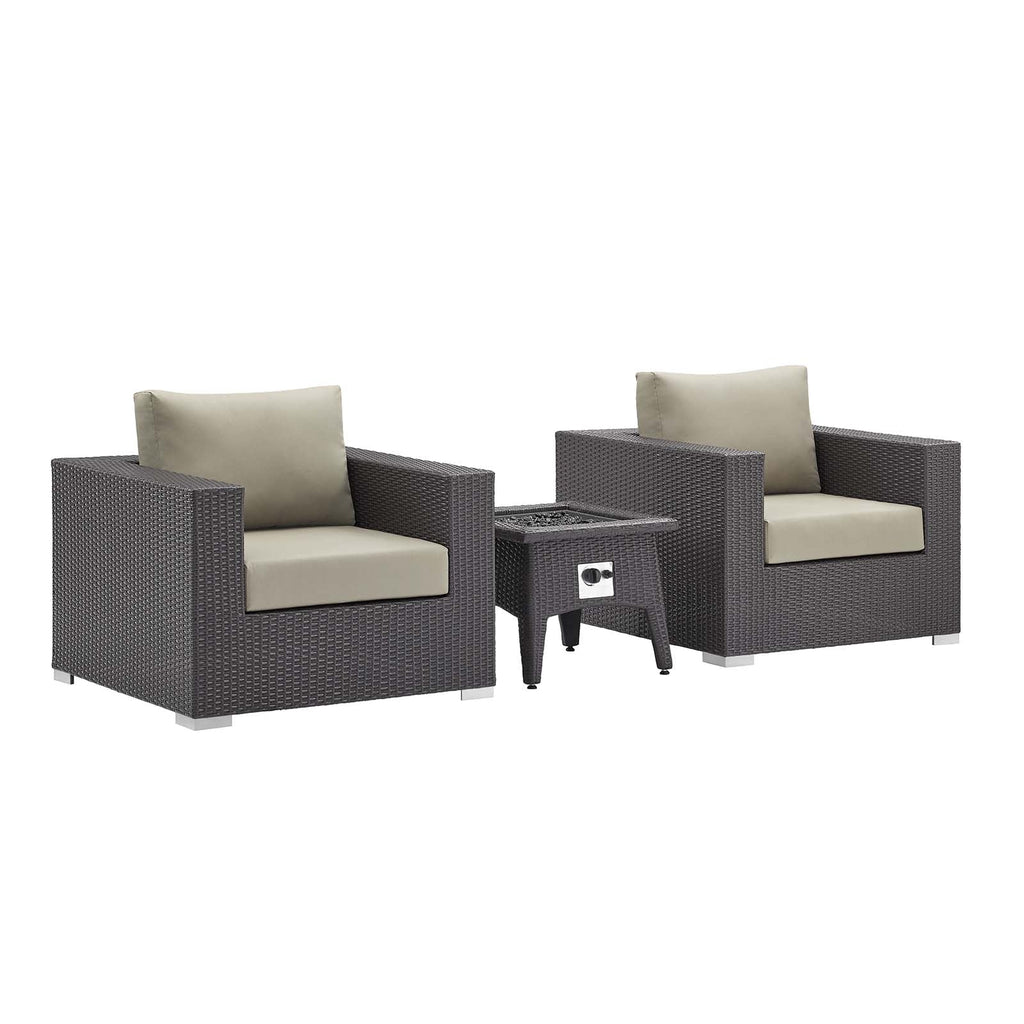 Convene 3 Piece Set Outdoor Patio with Fire Pit by Modway
