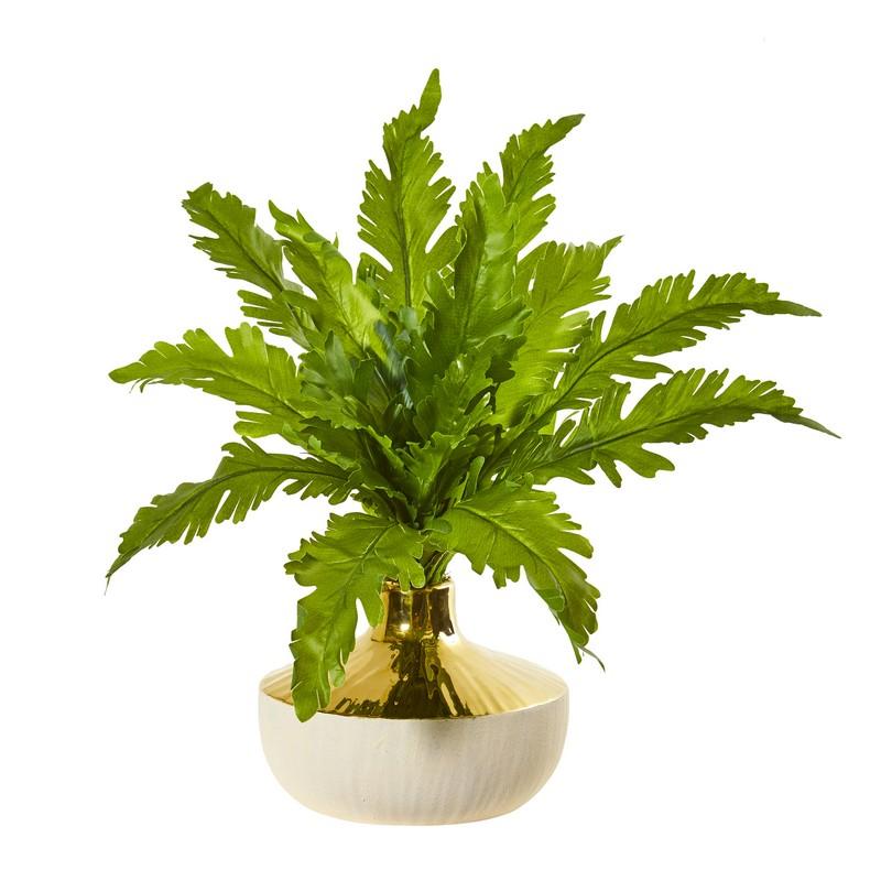 16"  Fern Artificial Plant in Designer Vase