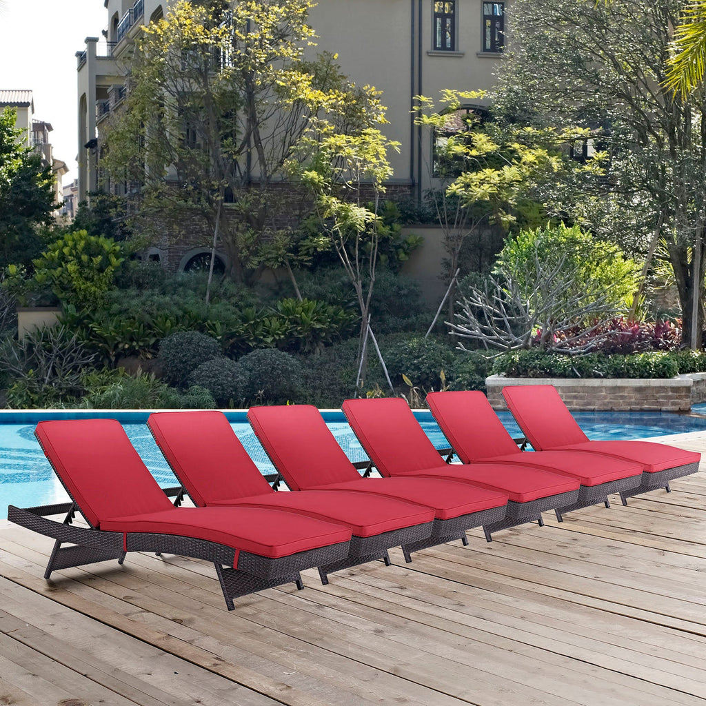Convene Outdoor Patio Chaise Set of 6 by Modway