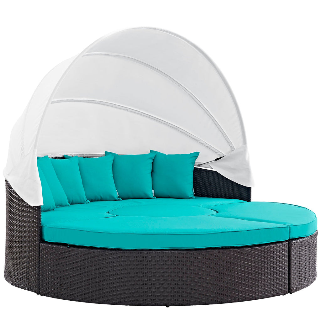 Quest Outdoor Patio Wicker Rattan Canopy Sectional Daybed by Modway