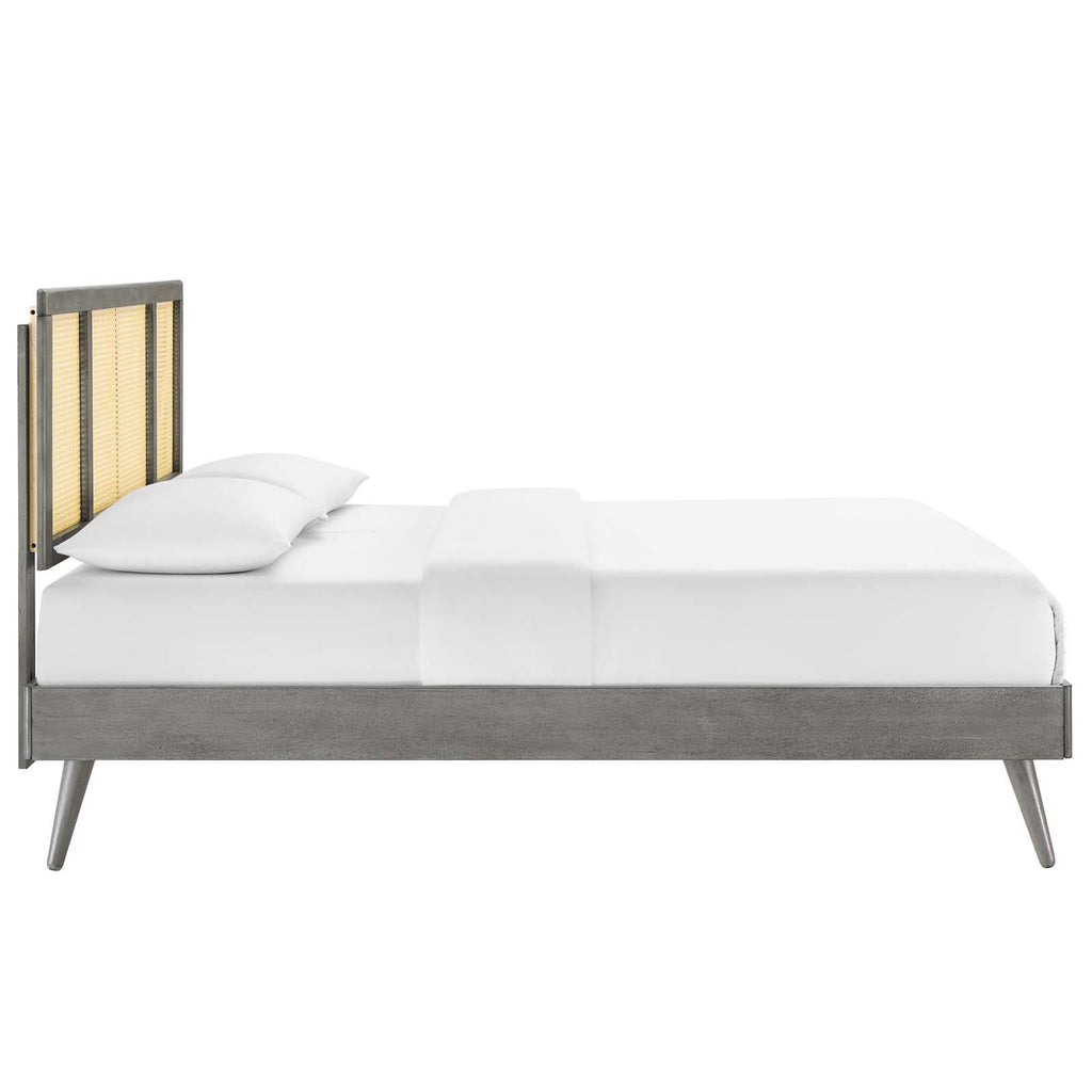Kelsea Cane and Wood Full Platform Bed With Splayed Legs by Modway