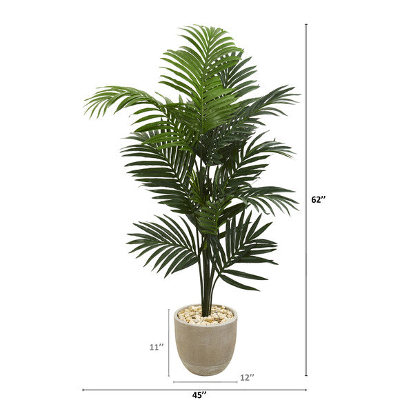 62" Kentia Artificial Palm Tree in Sandstone Planter