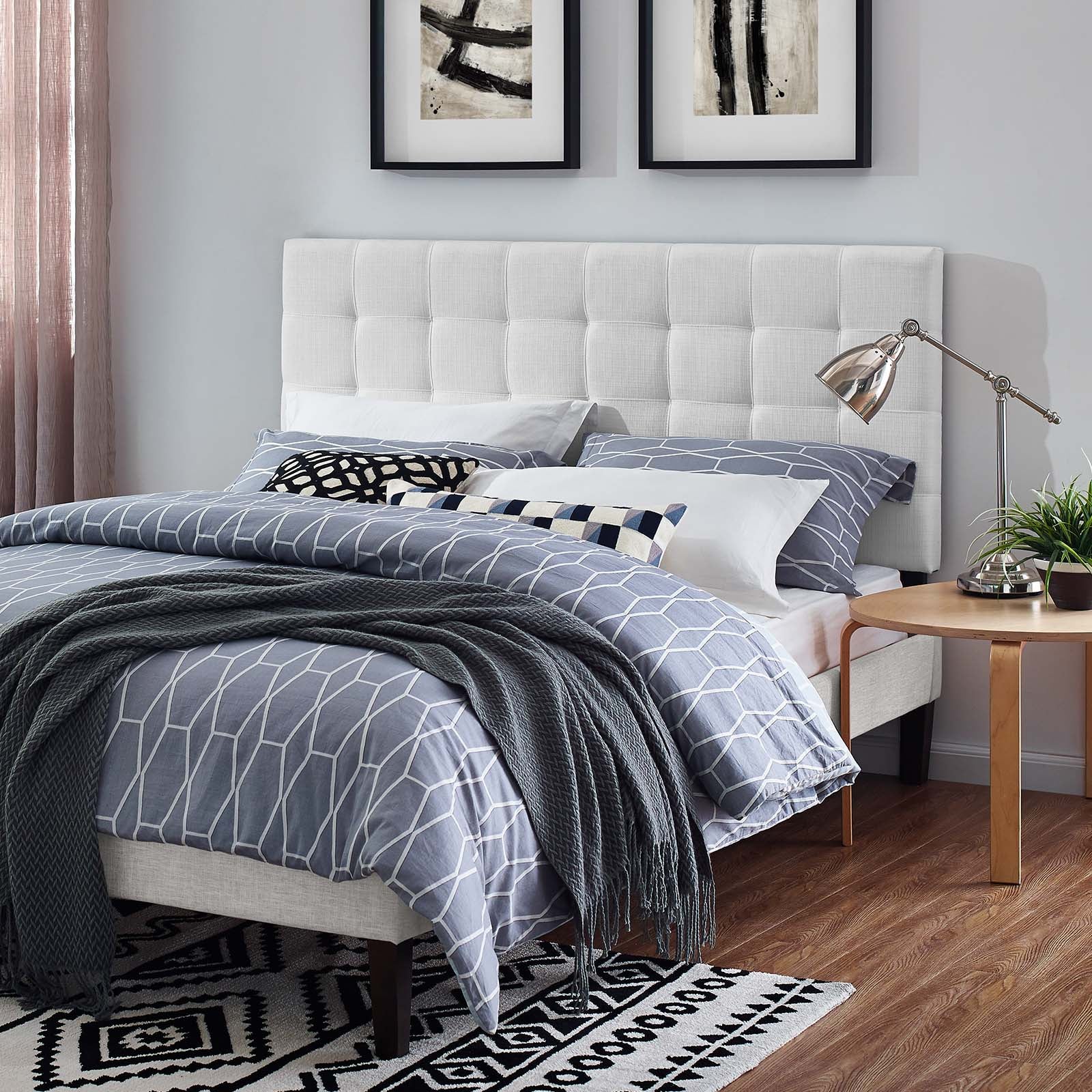 Paisley Tufted Upholstered Linen Fabric Full / Queen Headboard by Modway