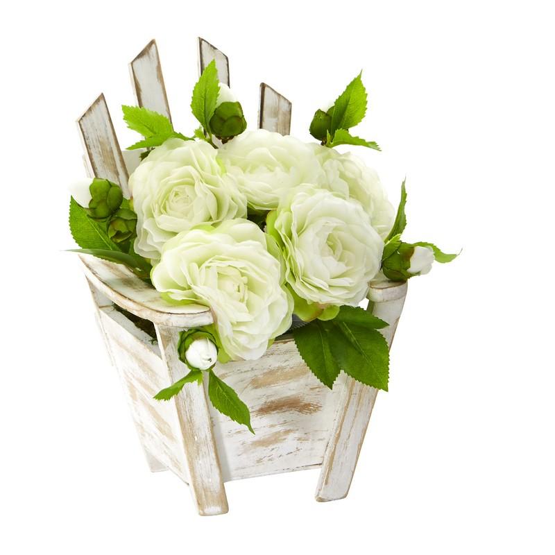 9"  Camellia Artificial Arrangement in Chair Planter
