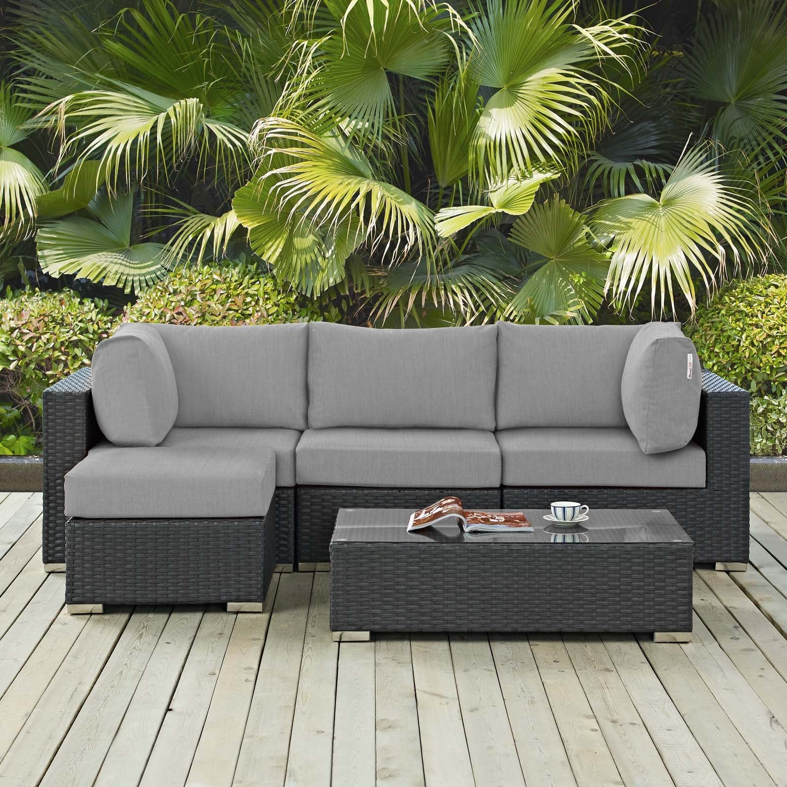 Sojourn 5 Piece Outdoor Patio Sunbrella¨ Sectional Set by Modway