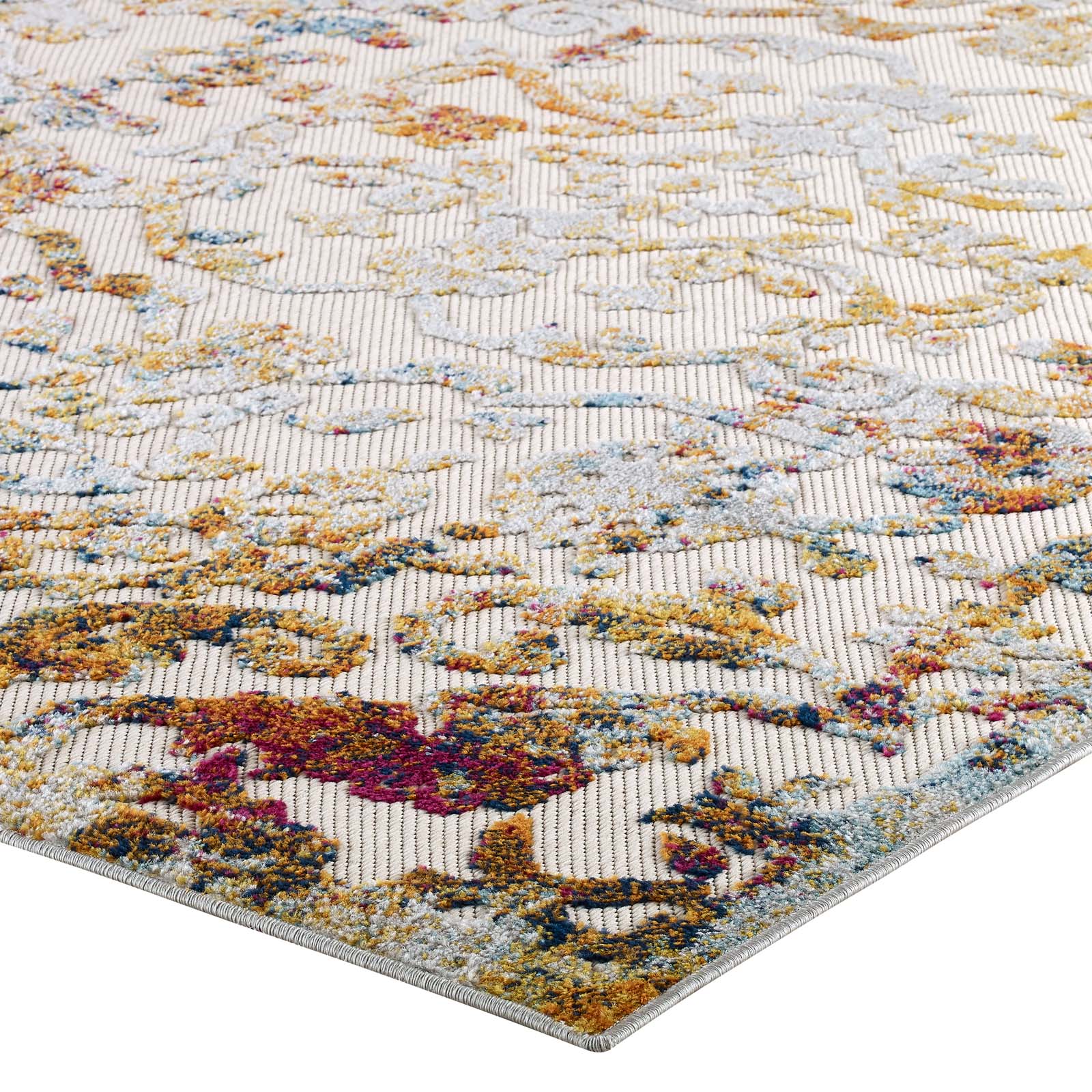 Reflect Primrose Ornate Floral Lattice 8x10 Indoor/Outdoor Area Rug by Modway
