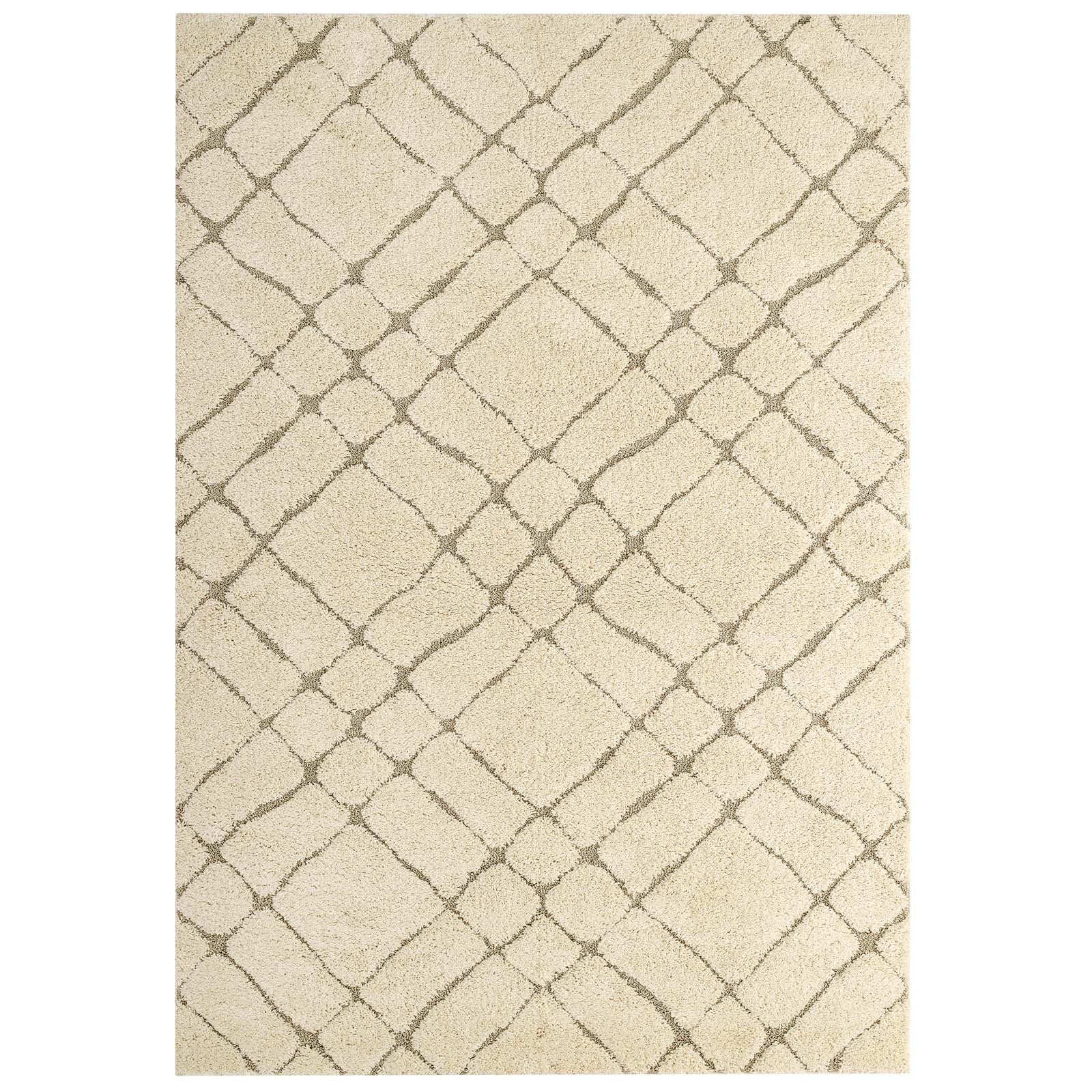 Jubilant Verona Abstract Geometric Shag 5x8 Area Rug by Modway