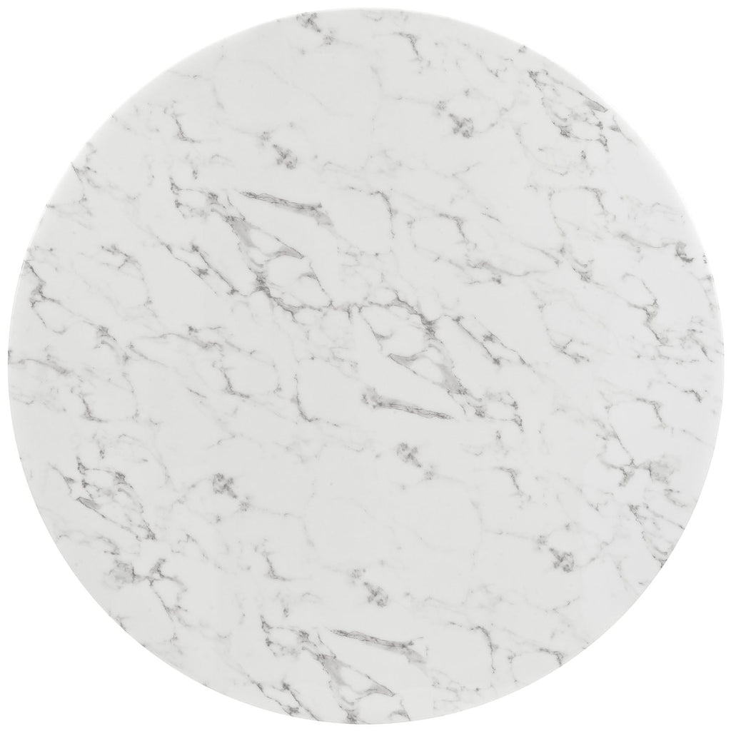 Lippa 54" Round Faux Marble Dining Table with Tripod Base by Modway