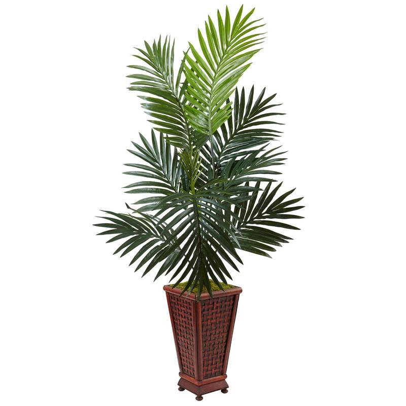 4.5' Kentia Palm Tree in Decorative Wood Planter