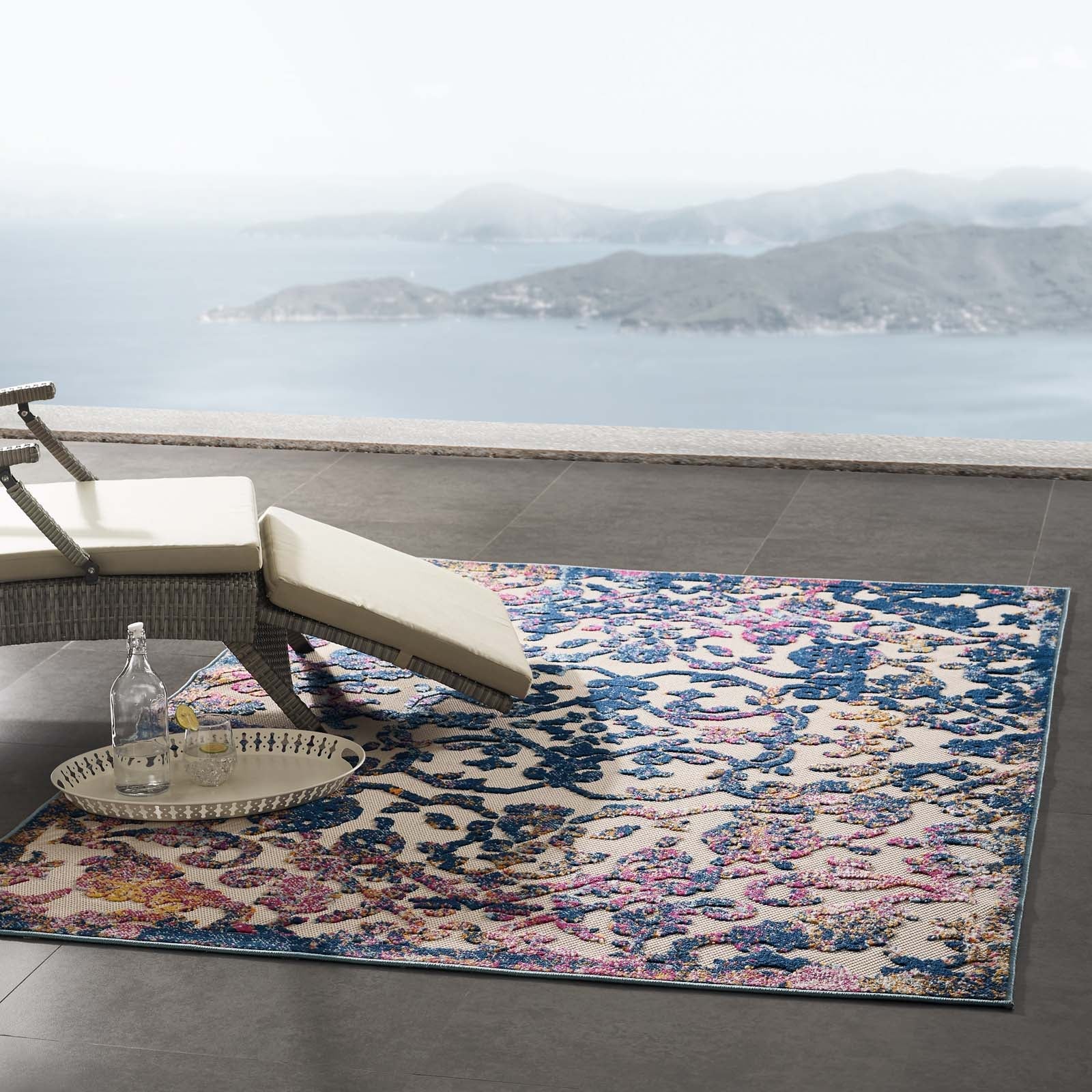 Reflect Primrose Ornate Floral Lattice 5x8 Indoor/Outdoor Area Rug by Modway