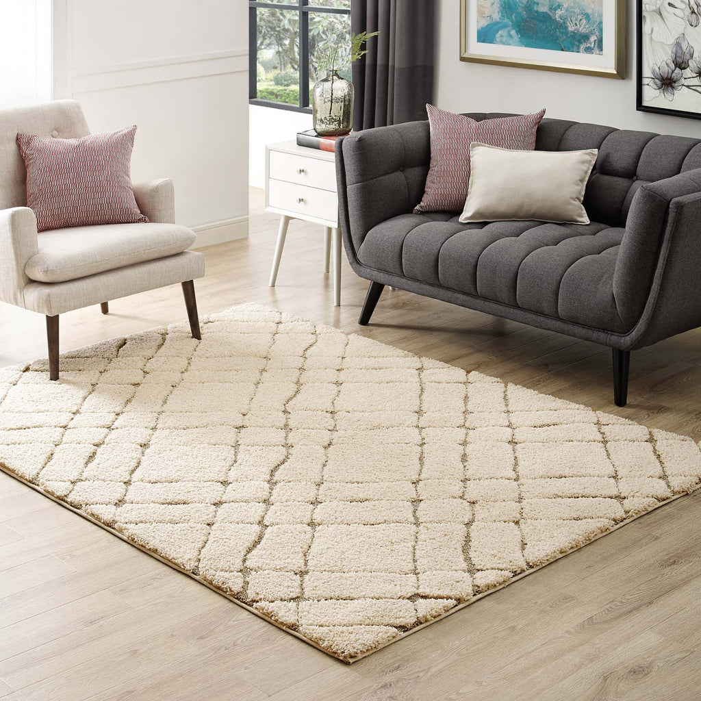 Jubilant Verona Abstract Geometric Shag 5x8 Area Rug by Modway