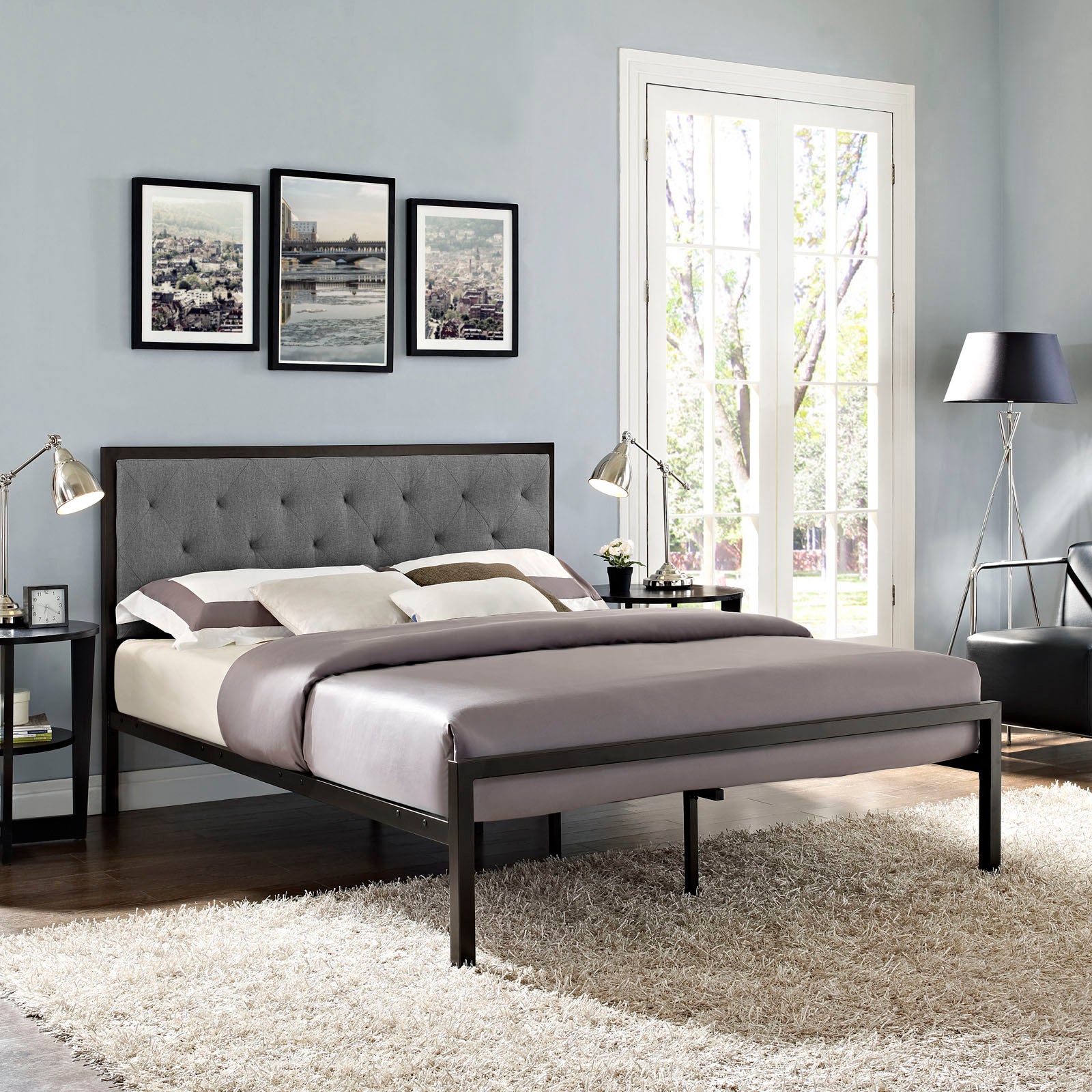Mia Fabric Queen Bed by Modway