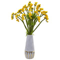 23"  Baby Breath Artificial Arrangement in Oval Vase with Gold Trimming