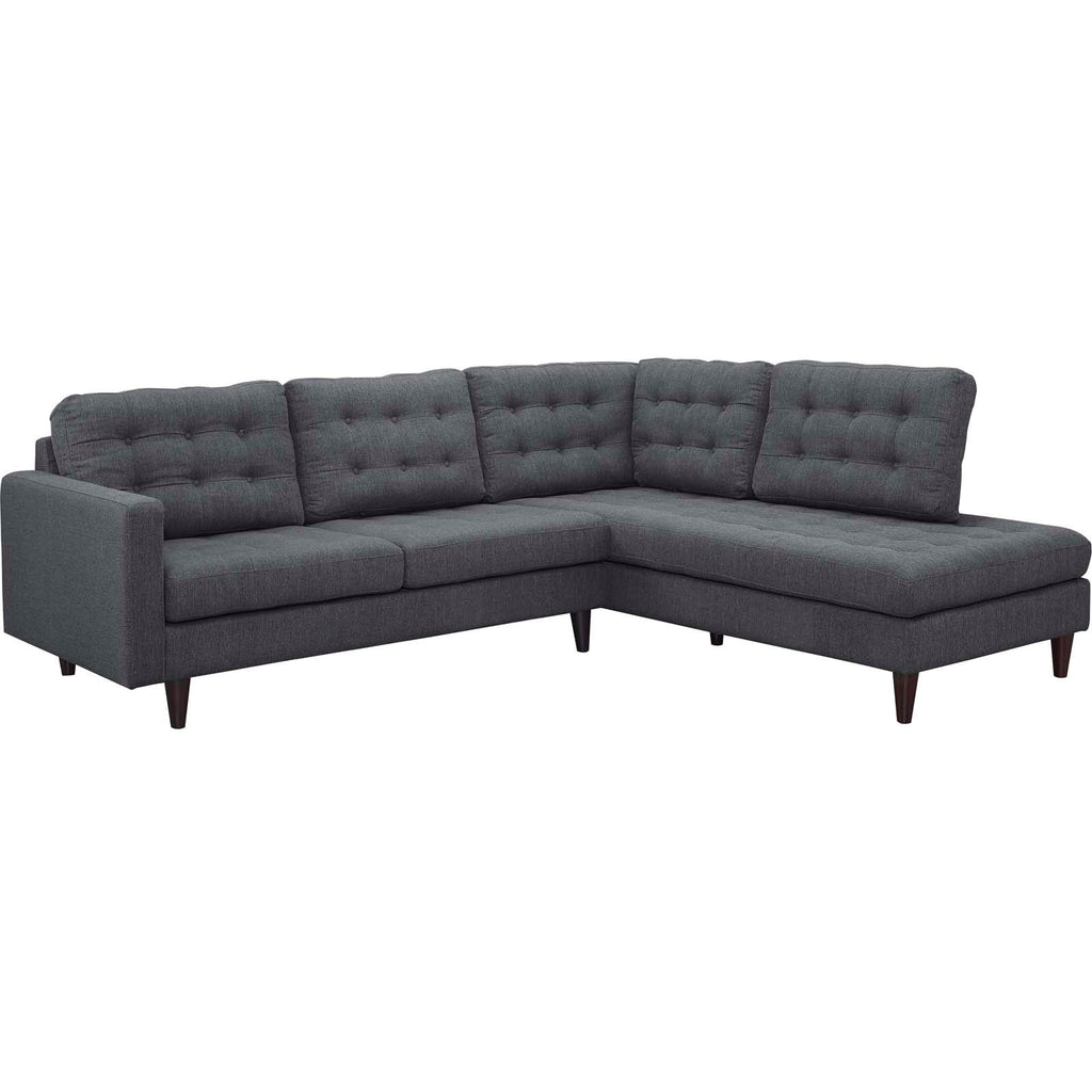Empress 2 Piece Upholstered Fabric Right Facing Bumper Sectional by Modway