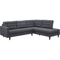 Empress 2 Piece Upholstered Fabric Right Facing Bumper Sectional by Modway