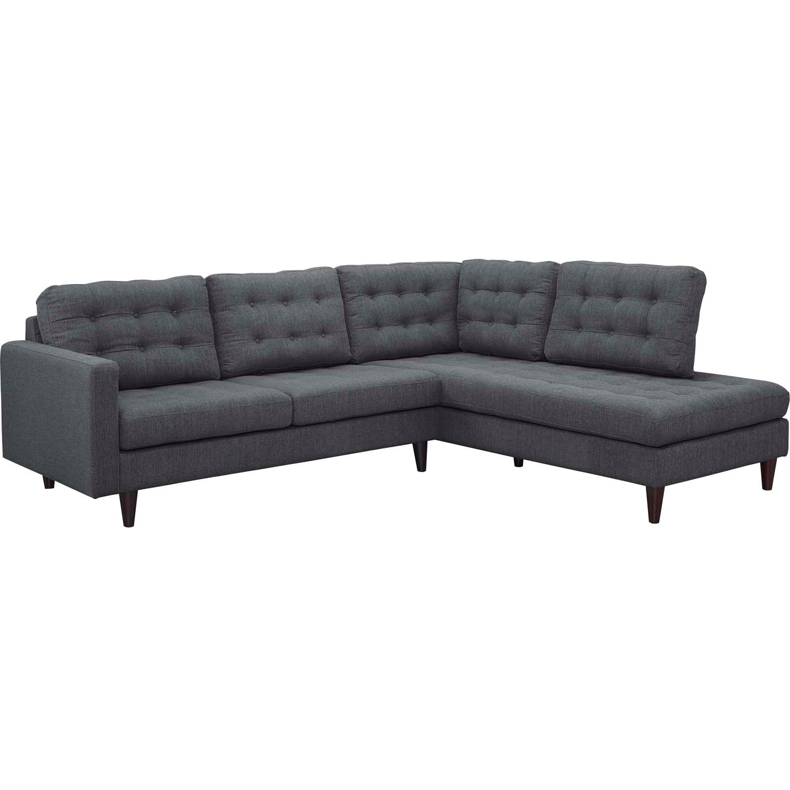 Empress 2 Piece Upholstered Fabric Right Facing Bumper Sectional by Modway