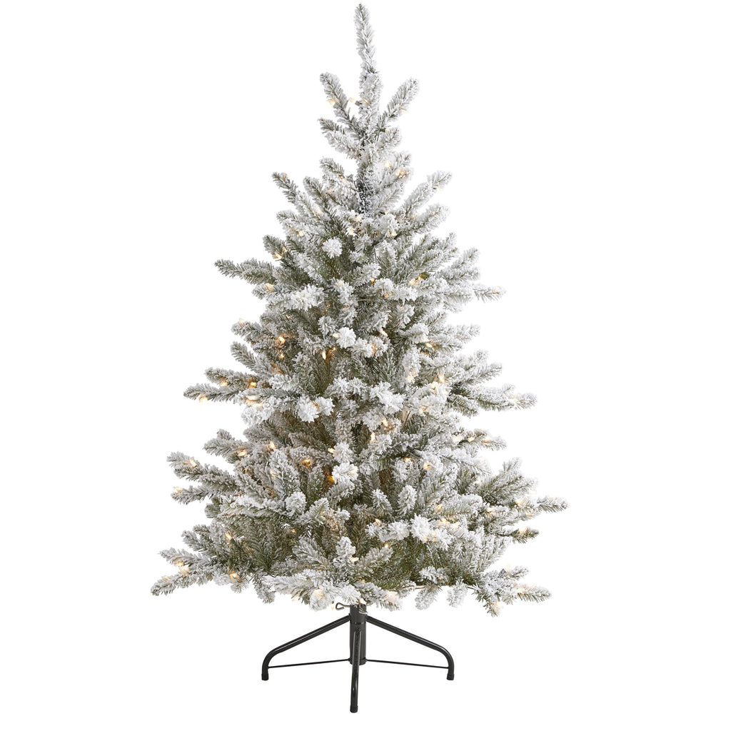5' Flocked West Virginia Spruce Artificial Christmas Tree with 200 Clear Lights