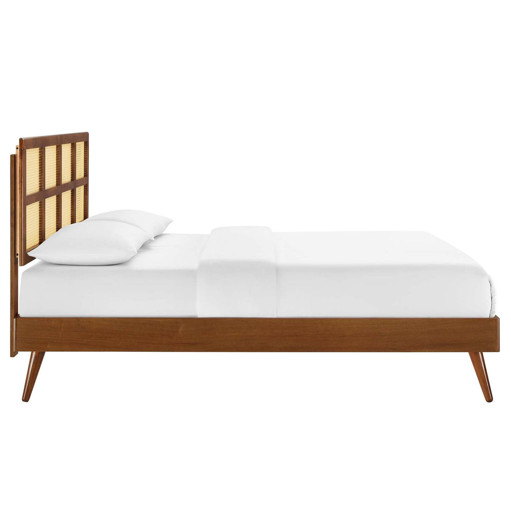 Sidney Cane and Wood Queen Platform Bed With Splayed Legs by Modway