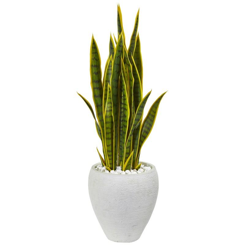 33"  Sansevieria Artificial Plant in White Planter