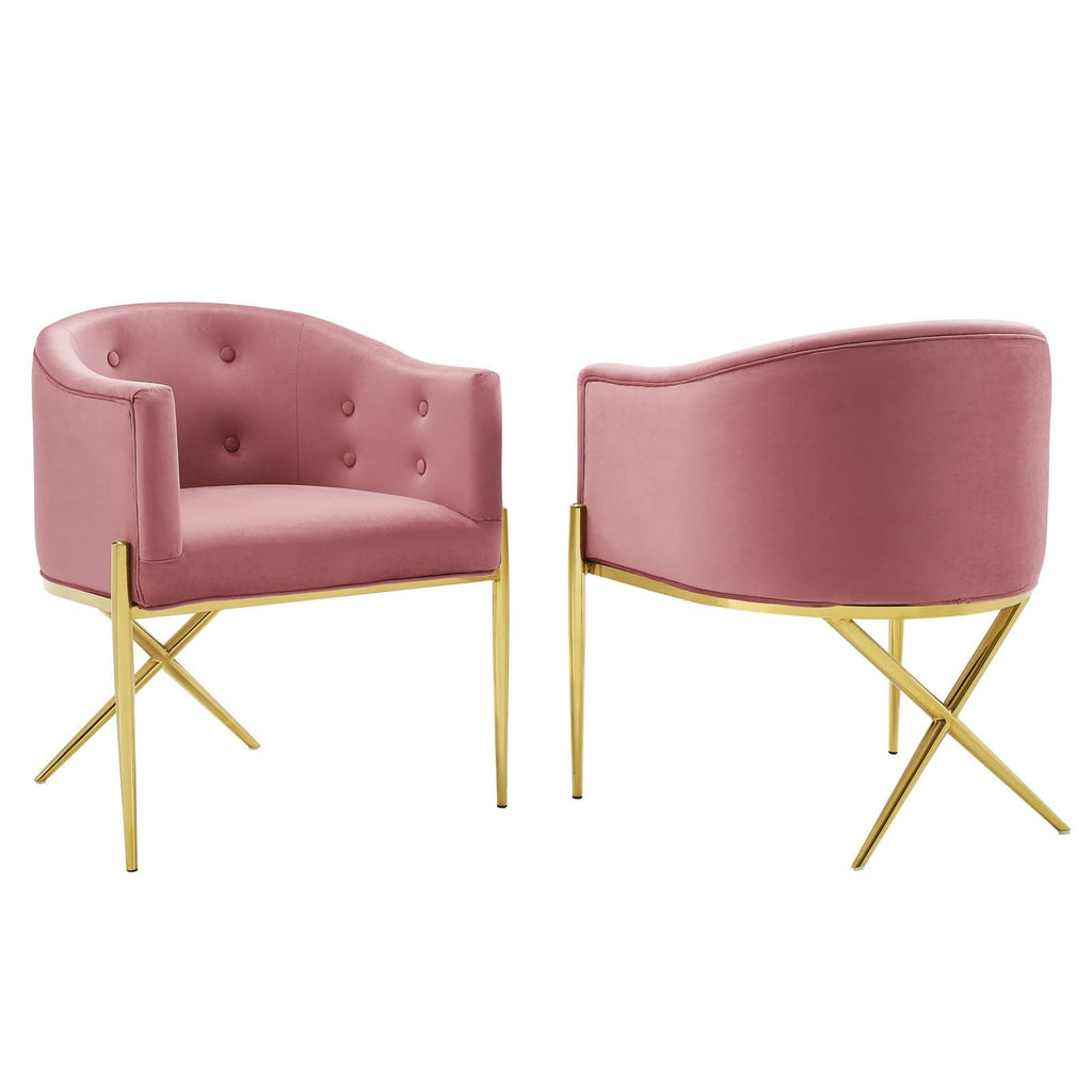 Savour Performance Velvet Accent Dining Armchair Set of 2 by Modway