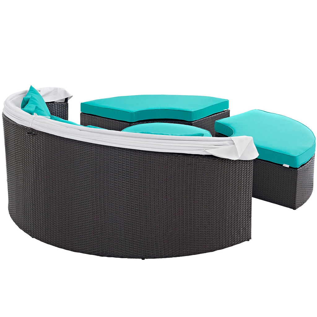 Convene Outdoor Patio Wicker Rattan Canopy Sectional Daybed by Modway
