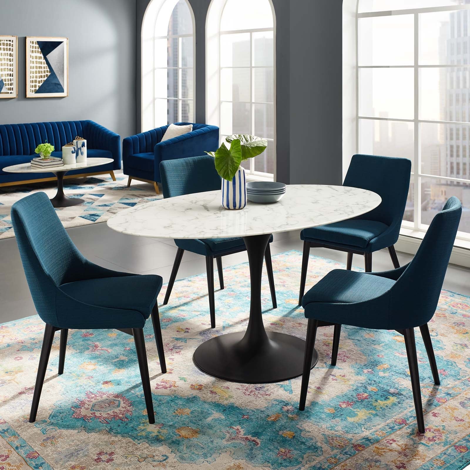 Lippa 60" Oval Faux Marble Dining Table by Modway