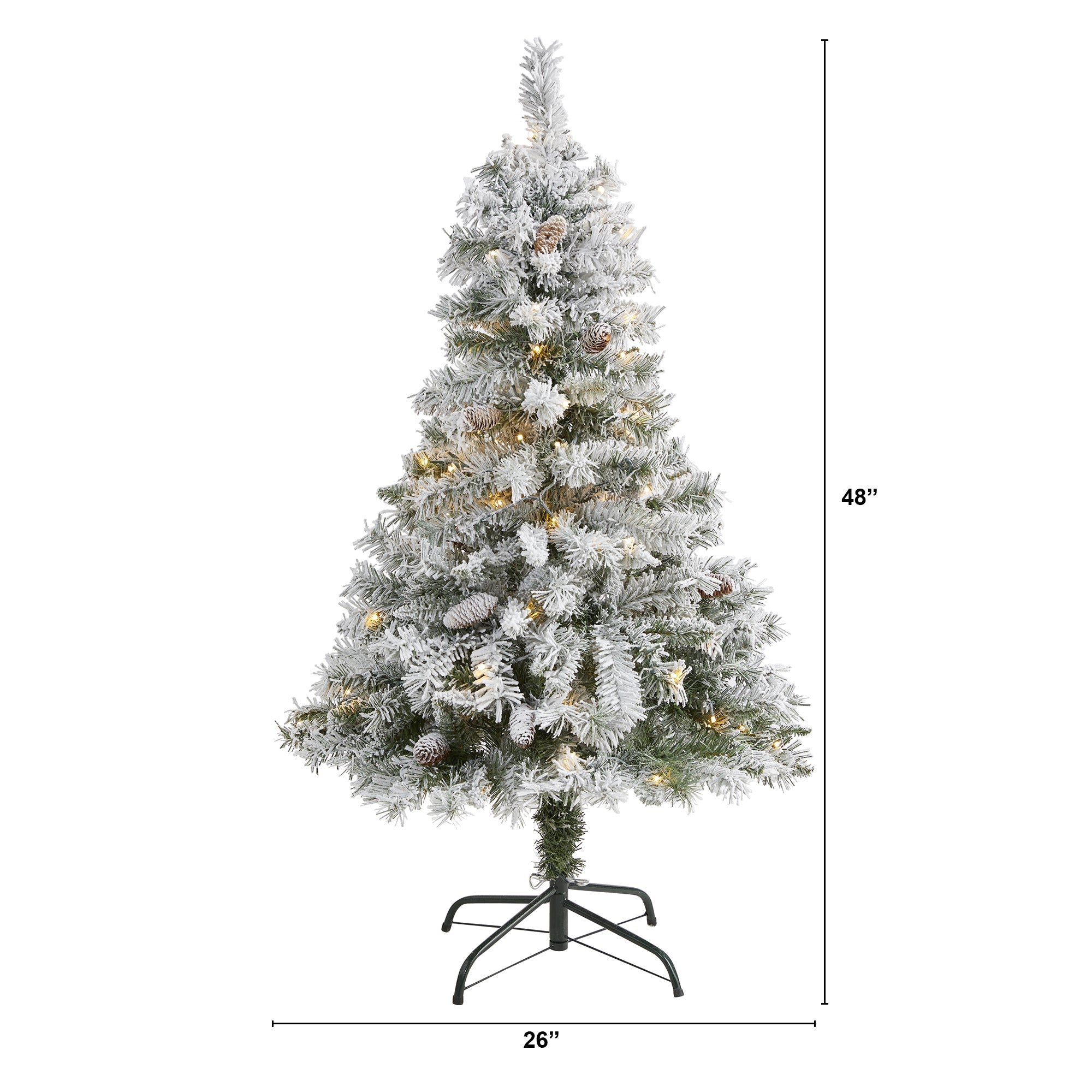 4' Flocked White River Mountain Pine Artificial Christmas Tree w/ Pinecones
