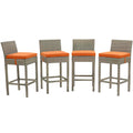 Conduit Outdoor Patio Wicker Rattan Bar Stool Set of 4 by Modway