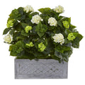 33" Hydrangea Artificial Plant in Stone Planter