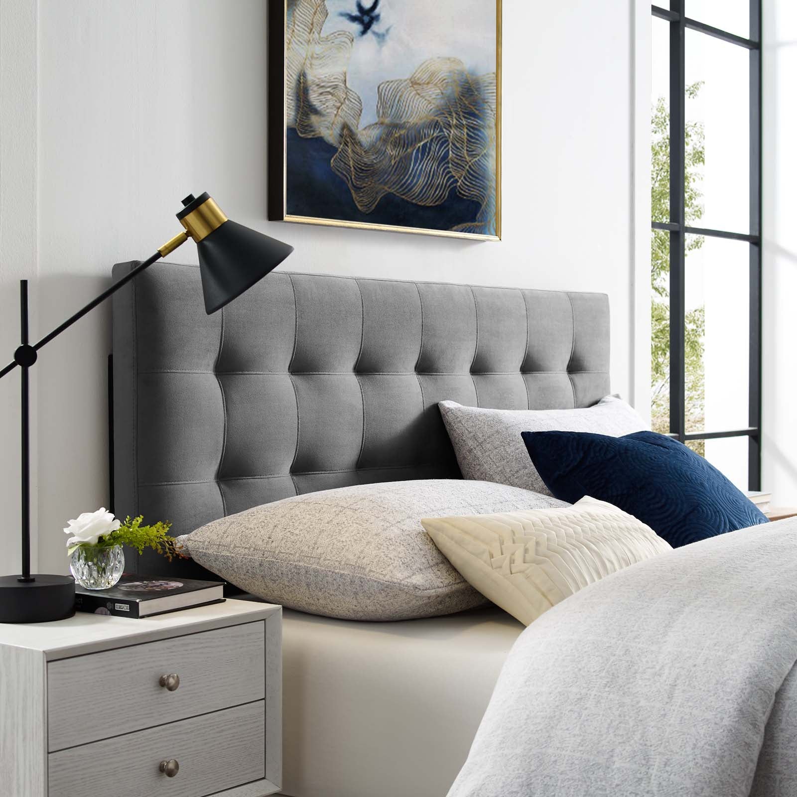 Lily Biscuit Tufted Performance Velvet Queen Headboard by Modway