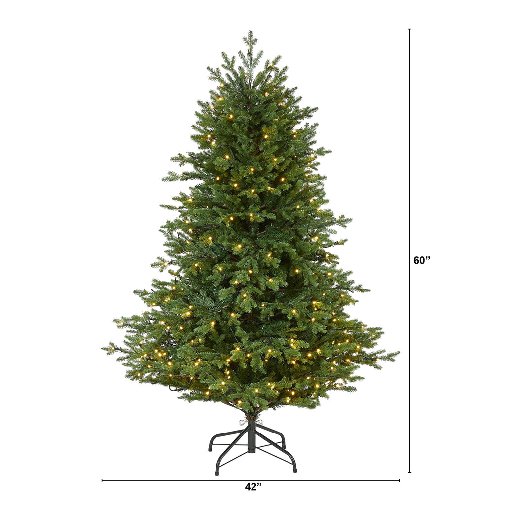 5' Wyoming Spruce Artificial Christmas Tree w/ 300 Clear LED Lights