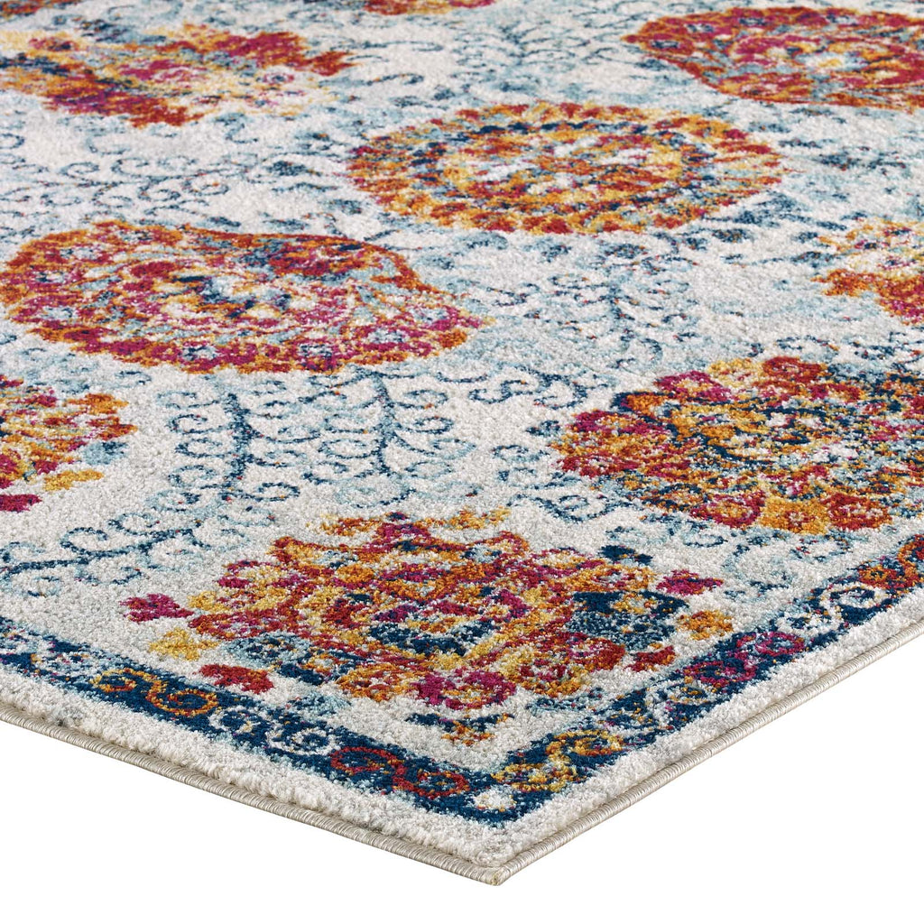 Entourage Kensie Distressed Floral Moroccan Trellis 5x8 Area Rug by Modway